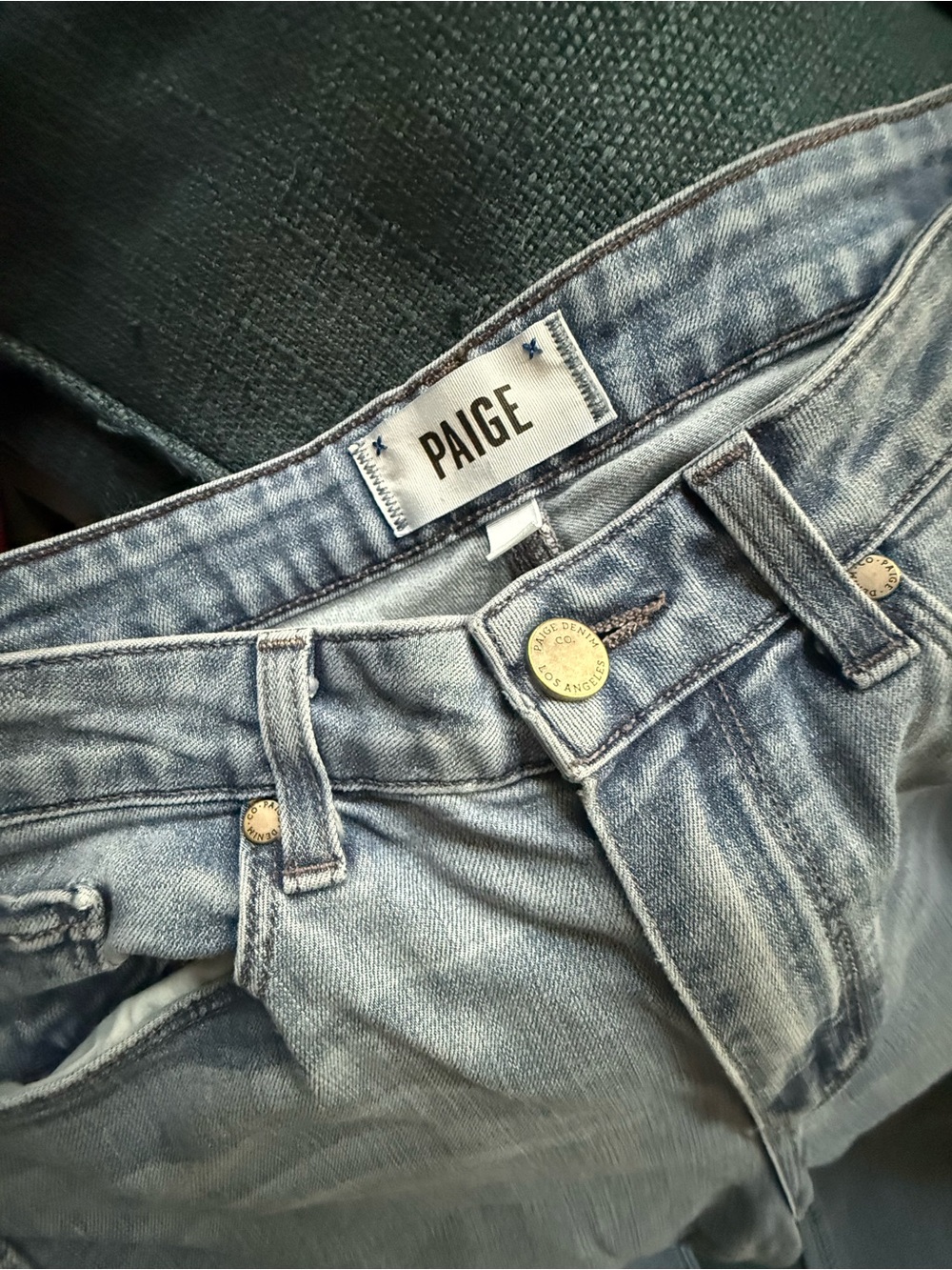 PAIGE High-Rise Light Wash Blue Jeans